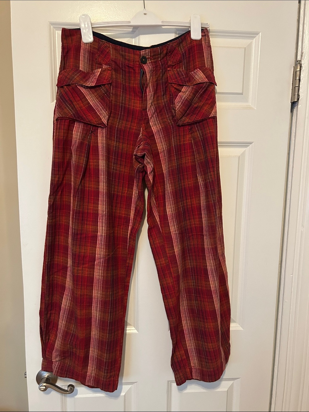 Free People women’s Red Plaid Pants